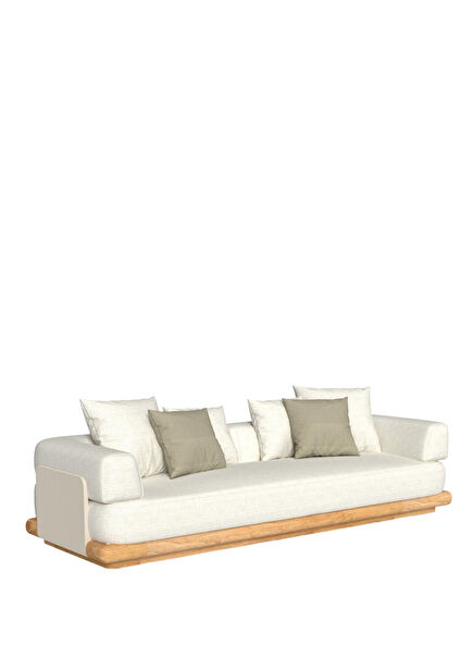Itaca Beige Teak Wood Garden Sofa