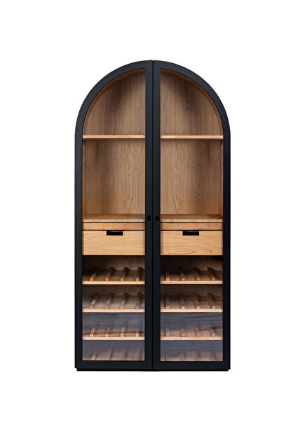 Robe Black Wooden Glass Sideboard