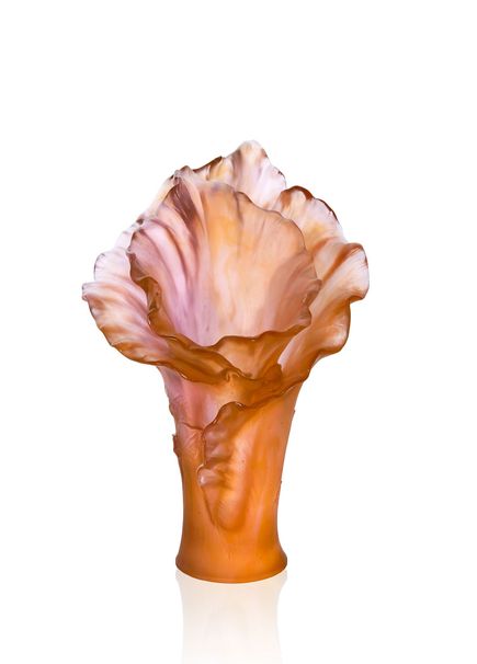 Arum Large Amber Crystal Vase