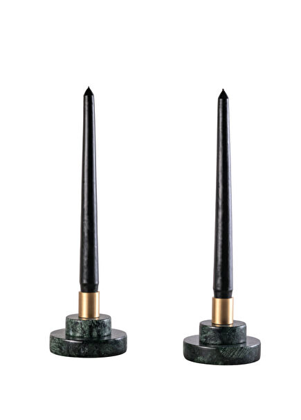 Lucille Yeşil Mermer 2'li Şamdan Seti