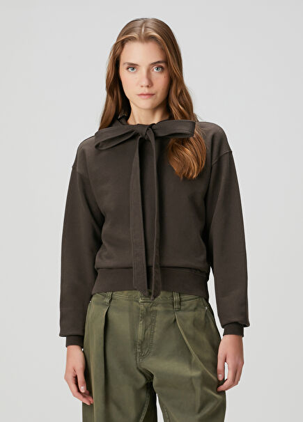 Kahverengi Kapüşonlu Sweatshirt