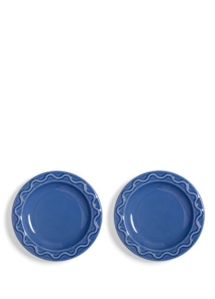 Mochi Blue Porcelain Small Size 2-Piece Plate Set 17.5 cm