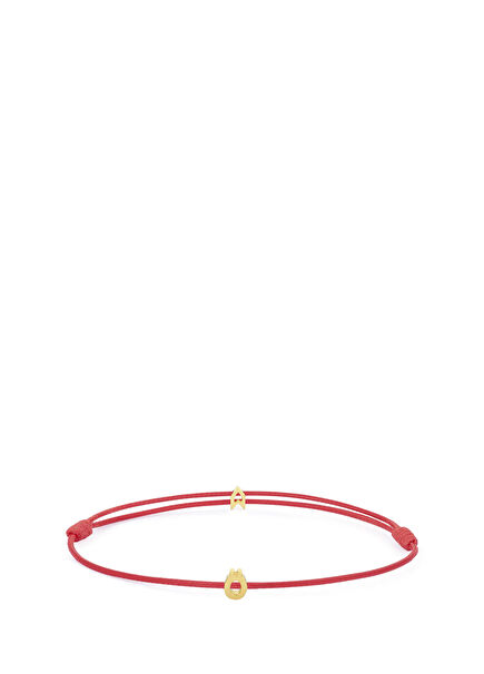 Luck Red Rope Ö Letter 925 Sterling Silver 18K Gold Plated Women's Bracelet