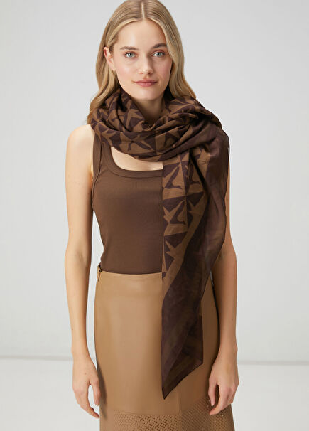 Brown Club Monogram Women's Cotton Silk Shawl