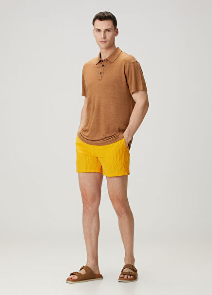 Mustard Waist Corded Embossed Swimsuit