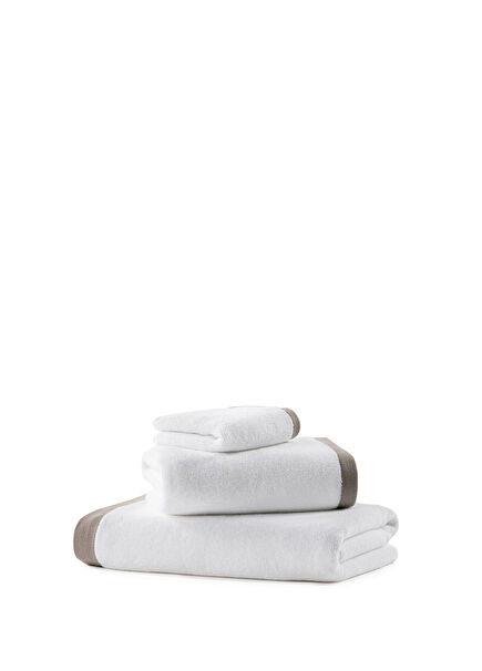 Vesta Kahve Beyaz Organik Pamuk Havlu