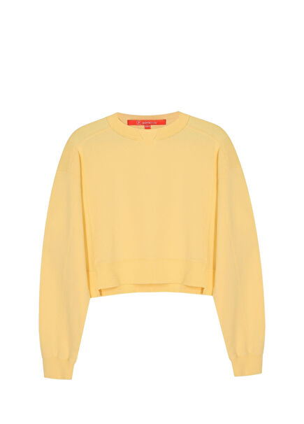 Butter Yellow Kadın Crop Sweatshirt
