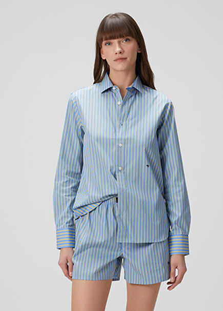 Yellow Blue Striped Shirt
