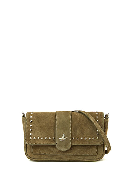 Khaki Women's Suede Crossbody Bag