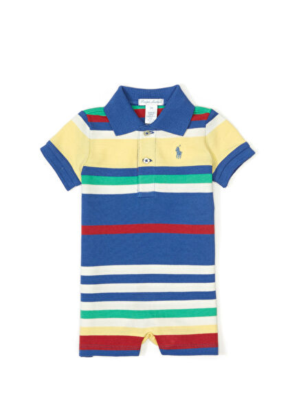 Colorblocked Striped Baby Boy Romper