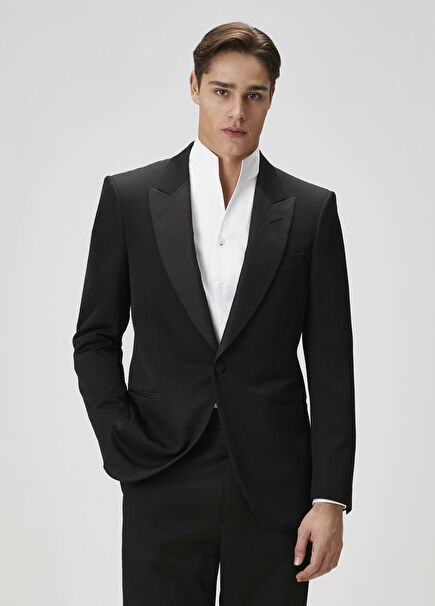 Siyah Yün Smokin Ceketi
