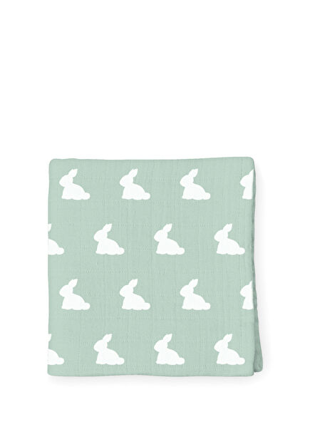 %100 Pamuk Mono Lapin Matcha Green Müslin Bebek Bakım Örtüsü 70 x 70 cm