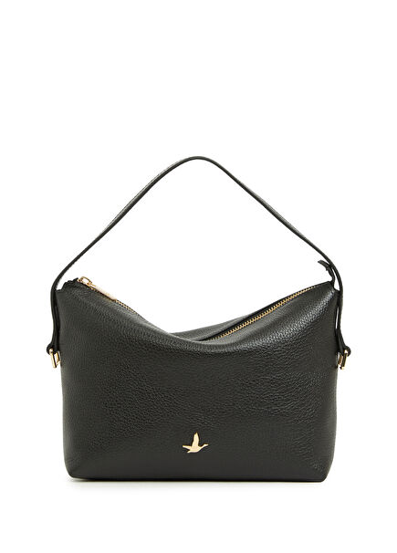 Siyah Çift Askılı Kadın Deri Çanta