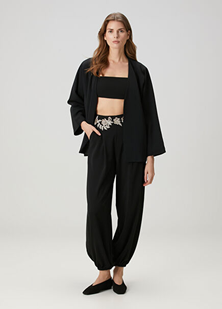 Rana Black Embroidered Pants