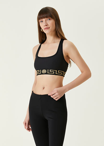 Siyah Gold Logolu Spor Sütyeni