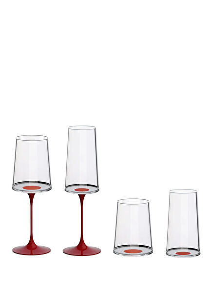 Split Glass Red Glass Set of 2 White Wine Glasses and Flute Glasses