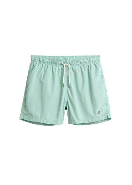 Logo Blue Elastic Waist Men's Swimsuit