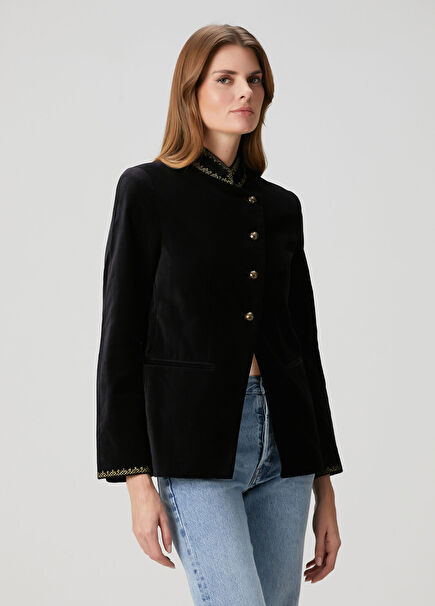 Verysa Siyah Kadife Blazer