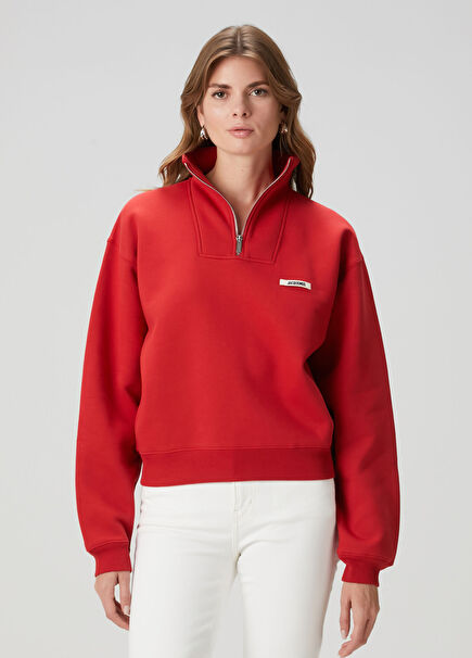 Red Zippered Sweatshirt