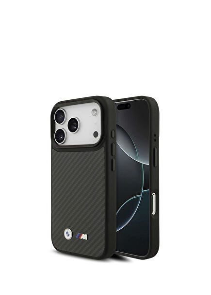 iPhone 17 Pro M Logo Carbon Fiber Black Magsafe Compatible Phone Case