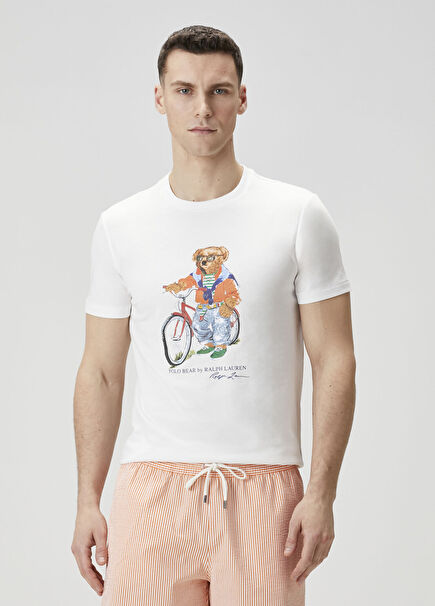 White Logo Printed T-Shirt