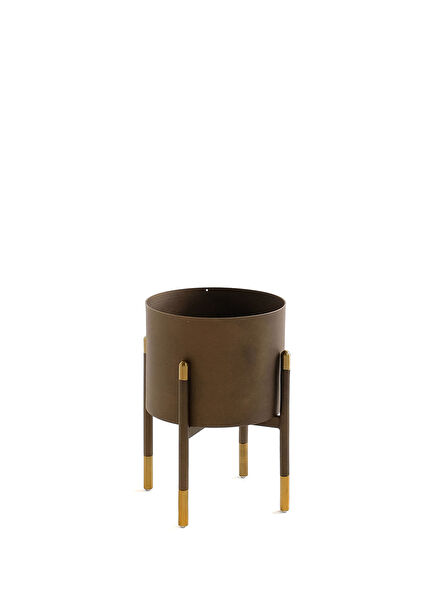 Çiroz Çiçeklik Kahverengi Metal Saksı 34 cm