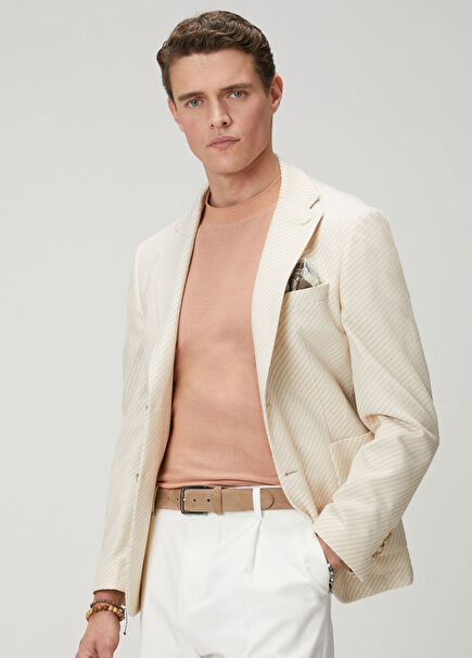 Ekru Bej Dokulu Ceket