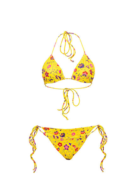 Diana Sarı Çiçek Desenli Kadın Bikini Takımı