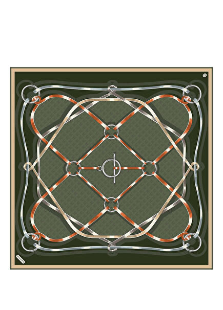 Marin Monogram Desenli Twill İpek Kadın Eşarp