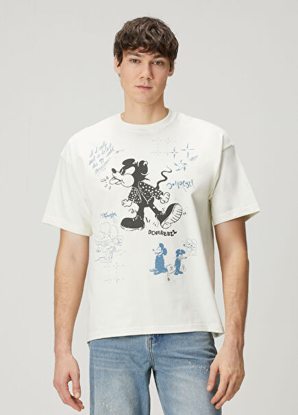 Spit Krem Baskılı T-shirt