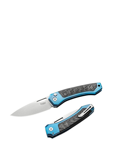 Twain Blue Titanium Carbon Fiber Pocket Knife