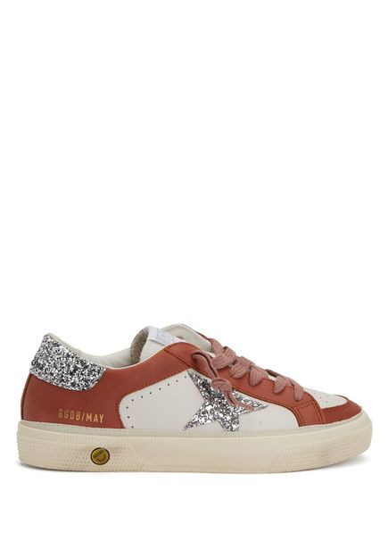 May White Tan Children's Leather Sneakers