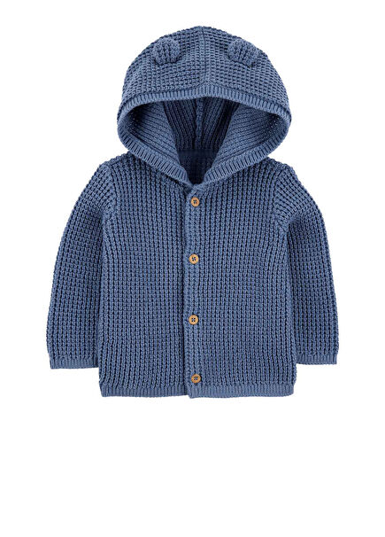 Blue Hooded Baby Boy Cardigan