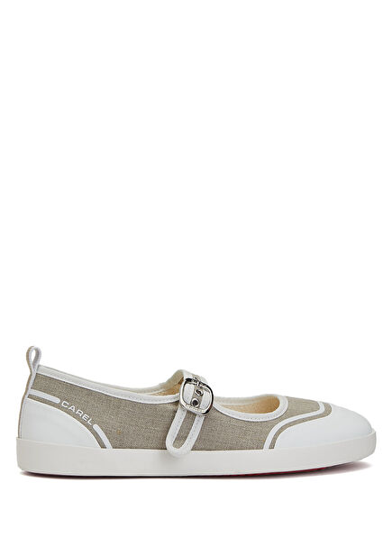 Costa Beige White Women's Ballet Flats