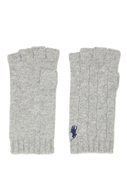 Gri Saç Örgü Kadın Yün Eldiven