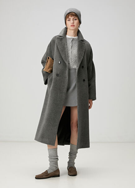 Dark Grey Double-Breasted Coat