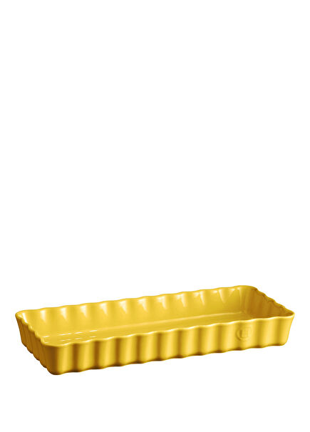 Mat Sarı Seramik Dikdörtgen Tart Börek Fırın Kabı 36 cm