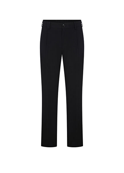 Padova Black Front Pleated Modern Cut Trousers