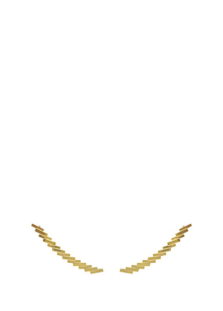 Brick 925 Ayar Gümüş Üzeri 14 Ayar Altın Kaplama Unisex Küpe