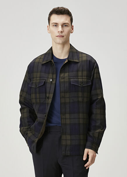 Blue Plaid Double-Sided Merino Outer Shirt