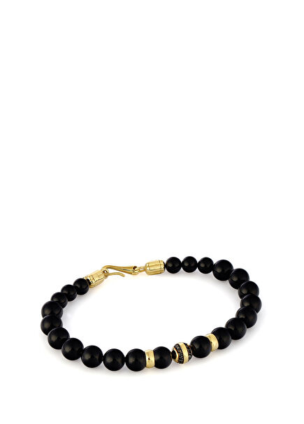 Black Diamond Mens 14K Gold Bracelet