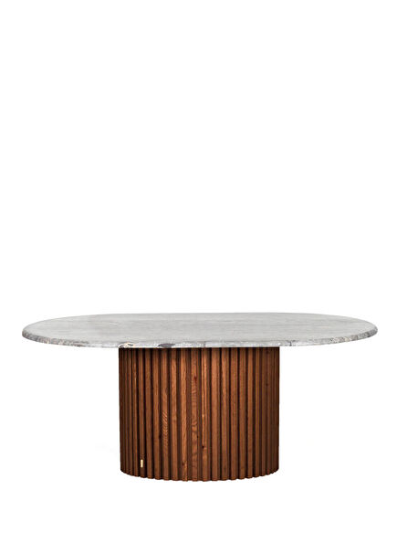 Docia Series Forest Travertine Oak Oval Coffee Table