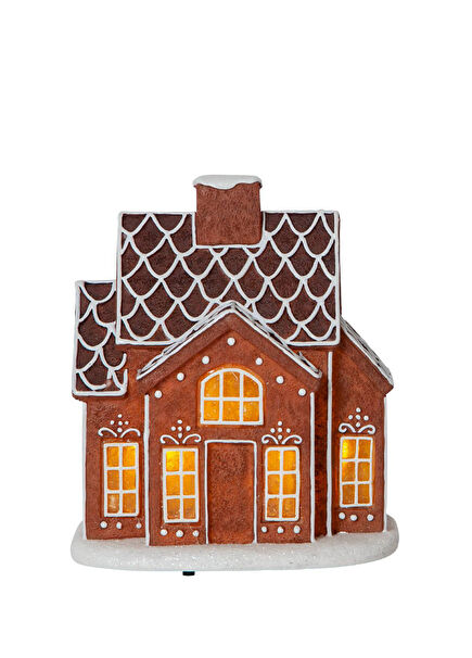 411476 Brown Home Christmas Ornament with Ringvillea Led