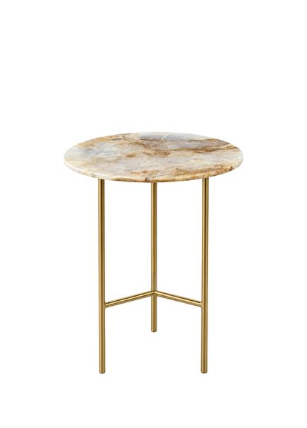 Noma Blue Onyx Marble Top Steel Leg Side Table
