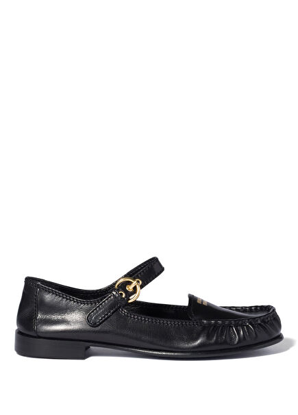 Black Leather Women's Loafers