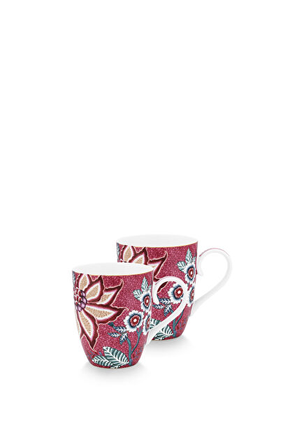 Flower Festival 350ml 2li Büyük Porselen Kupa Seti