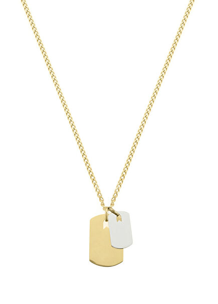 Altın ve Gümüş Kaplama Çelik Plakalar Erkek Kolye