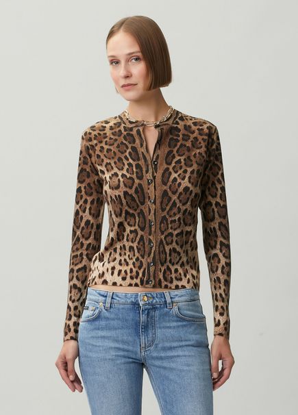 Leopar Desenli Yün Triko Hırka