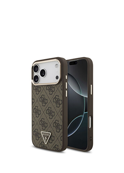 iPhone 17 Pro Max Stone Triangle Logo 4G Pattern Magsafe Compatible Brown Phone Case