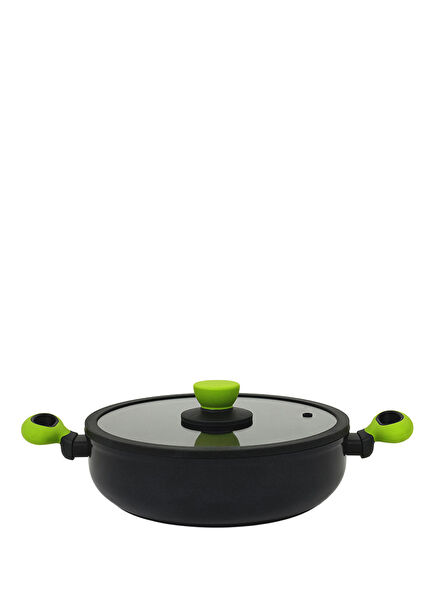 Colorgy Diamond Pro Titanium Shallow Pot with Green Handle 26 cm